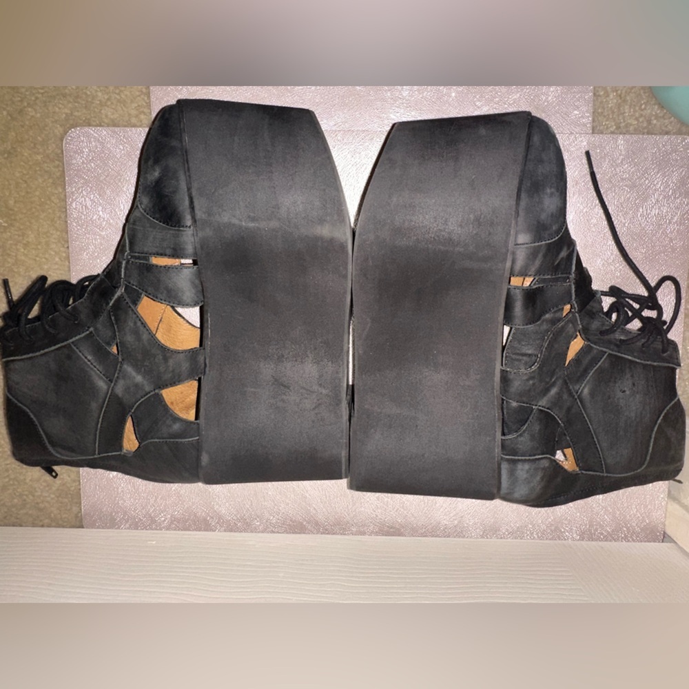 Jeffrey Campbell Stein Black Suede Leather Platform Lace-Up Shoes 8 rave - Picture 7 of 12